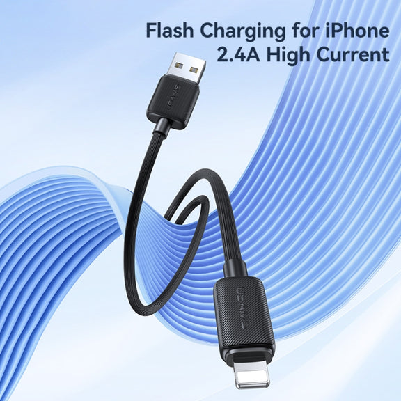 USAMS US-SJ689 USB to 8 Pin 2.4A Striped Fast Charge Data Cable, Length:1m(Black)