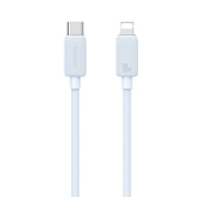 USAMS US-SJ702 USB-C / Type-C to 8 Pin 30W Striped Fast Charge Data Cable, Length:3m(Blue)