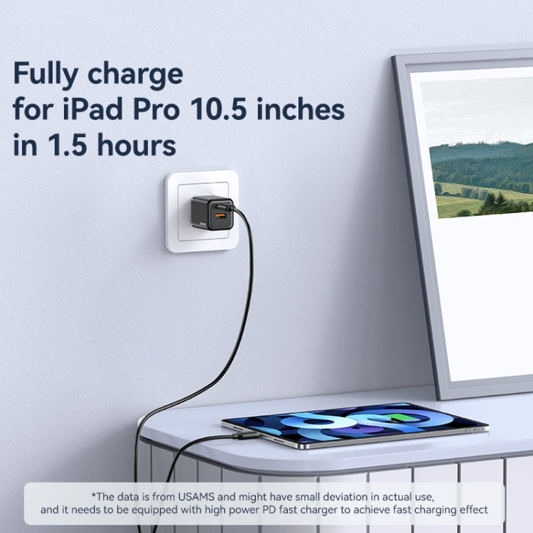 USAMS US-SJ702 USB-C / Type-C to 8 Pin 30W Striped Fast Charge Data Cable, Length:3m(White)