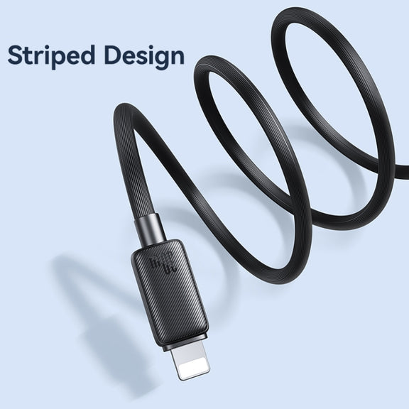 USAMS US-SJ702 USB-C / Type-C to 8 Pin 30W Striped Fast Charge Data Cable, Length:3m(White)