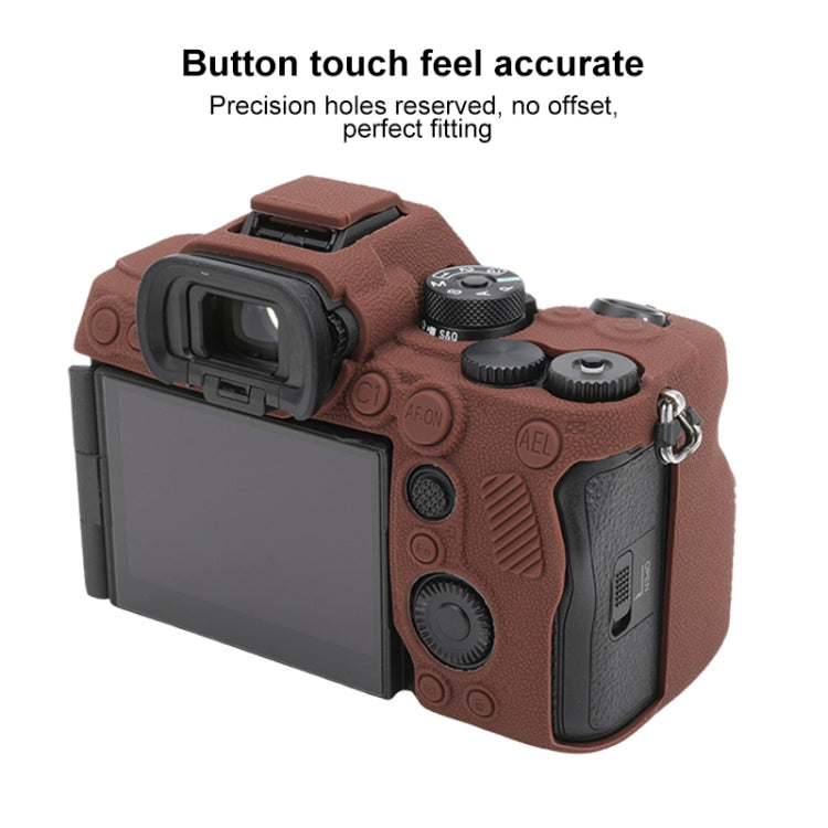 For Sony ILCE7RM5 / A7R5 Litchi Texture Soft Silicone Protective Case(Coffee) - Protective Case by PMC TechLife | Online Shopping South Africa | PMC TechLife | Buy Now Pay Later Mobicred