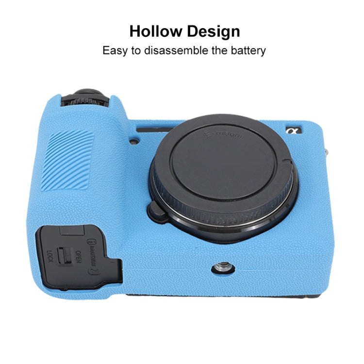 For Sony ILCE-6700 / A6700 Litchi Texture Soft Silicone Protective Case(Blue) - Protective Case by PMC TechLife | Online Shopping South Africa | PMC TechLife | Buy Now Pay Later Mobicred