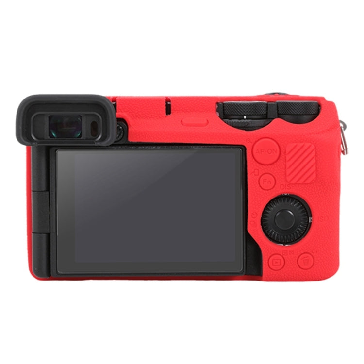 For Sony ILCE-6700 / A6700 Litchi Texture Soft Silicone Protective Case(Red) - Protective Case by PMC TechLife | Online Shopping South Africa | PMC TechLife