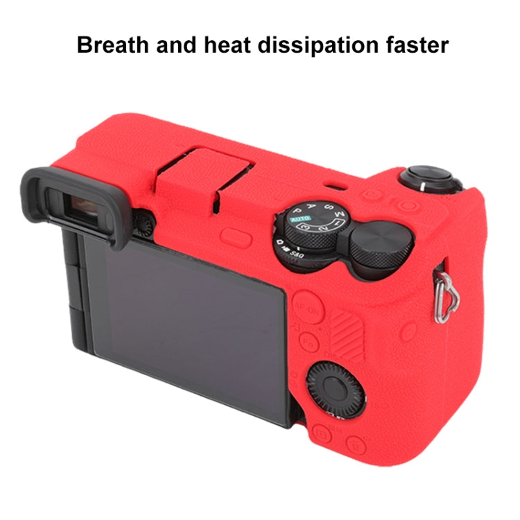 For Sony ILCE-6700 / A6700 Litchi Texture Soft Silicone Protective Case(Red) - Protective Case by PMC TechLife | Online Shopping South Africa | PMC TechLife