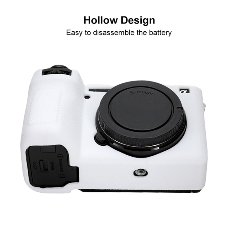 For Sony ILCE-6700 / A6700 Litchi Texture Soft Silicone Protective Case(White) - Protective Case by PMC TechLife | Online Shopping South Africa | PMC TechLife