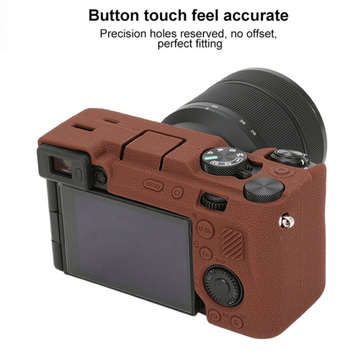For Sony ILCE-7CM2 / A7C II / A7CR Litchi Texture Soft Silicone Protective Case(Coffee) - Protective Case by PMC TechLife | Online Shopping South Africa | PMC TechLife | Buy Now Pay Later Mobicred