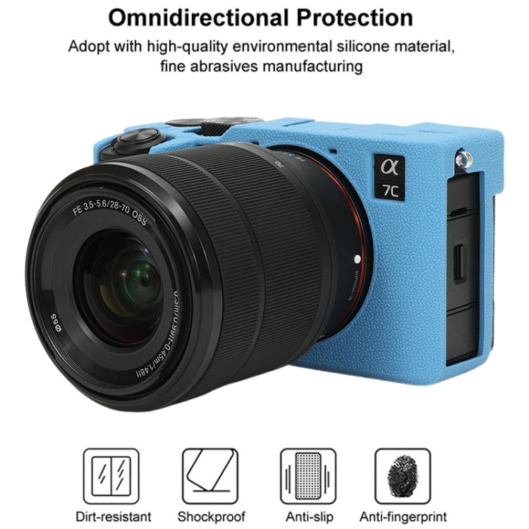 For Sony ILCE-7CM2 / A7C II / A7CR Litchi Texture Soft Silicone Protective Case(Blue) - Protective Case by PMC TechLife | Online Shopping South Africa | PMC TechLife | Buy Now Pay Later Mobicred