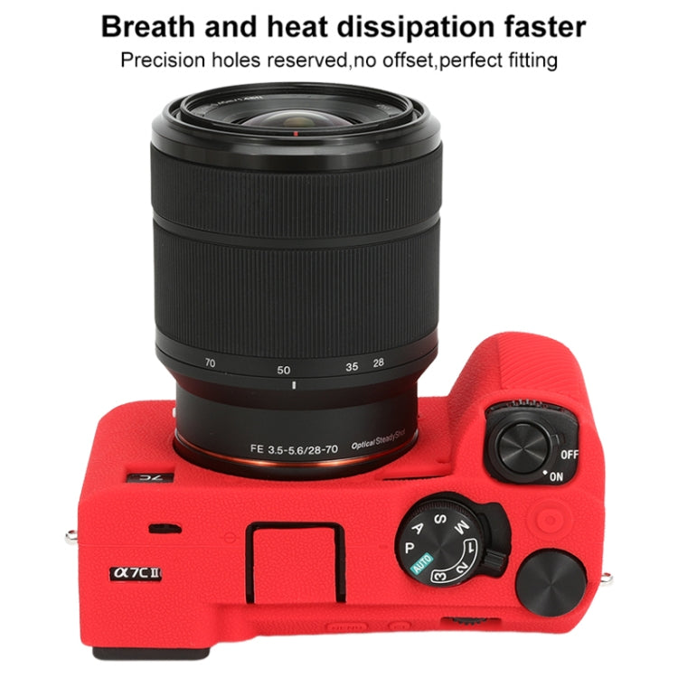 For Sony ILCE-7CM2 / A7C II / A7CR Litchi Texture Soft Silicone Protective Case(Red) - Protective Case by PMC TechLife | Online Shopping South Africa | PMC TechLife | Buy Now Pay Later Mobicred