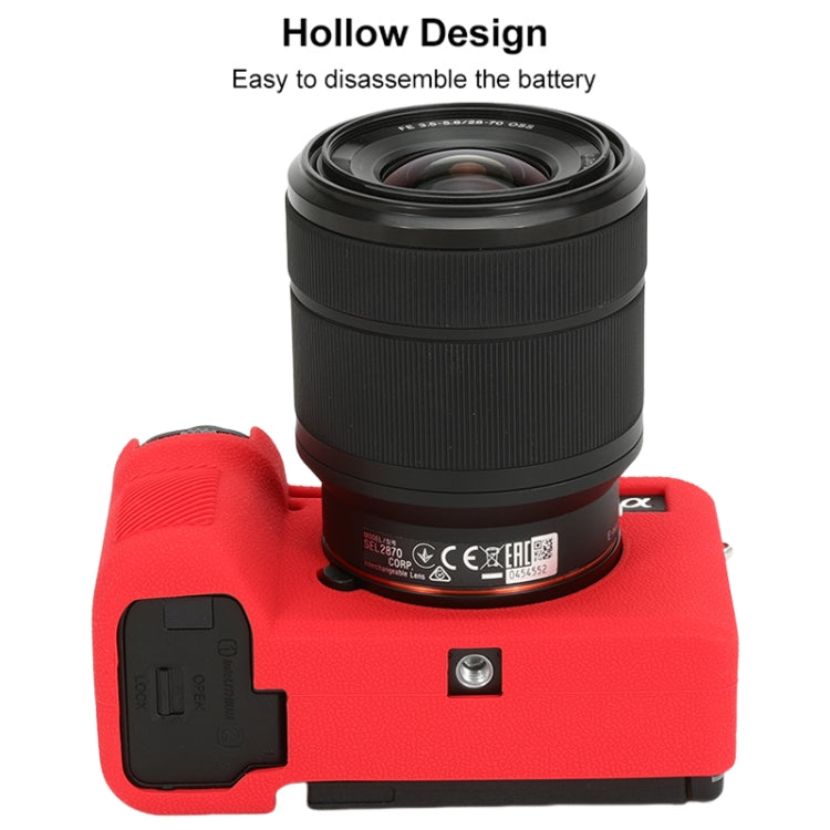 For Sony ILCE-7CM2 / A7C II / A7CR Litchi Texture Soft Silicone Protective Case(Red) - Protective Case by PMC TechLife | Online Shopping South Africa | PMC TechLife | Buy Now Pay Later Mobicred