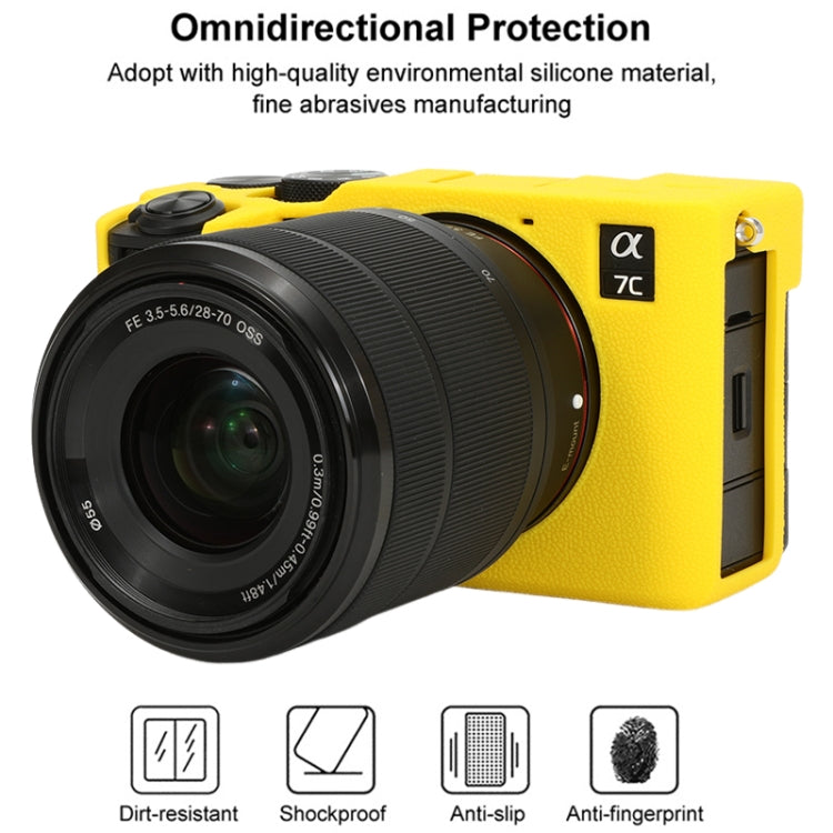 For Sony ILCE-7CM2 / A7C II / A7CR Litchi Texture Soft Silicone Protective Case(Yellow) - Protective Case by PMC TechLife | Online Shopping South Africa | PMC TechLife | Buy Now Pay Later Mobicred