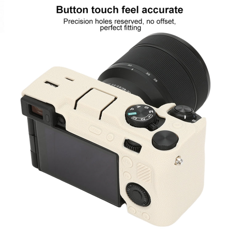For Sony ILCE-7CM2 / A7C II / A7CR Litchi Texture Soft Silicone Protective Case(White) - Protective Case by PMC TechLife | Online Shopping South Africa | PMC TechLife | Buy Now Pay Later Mobicred