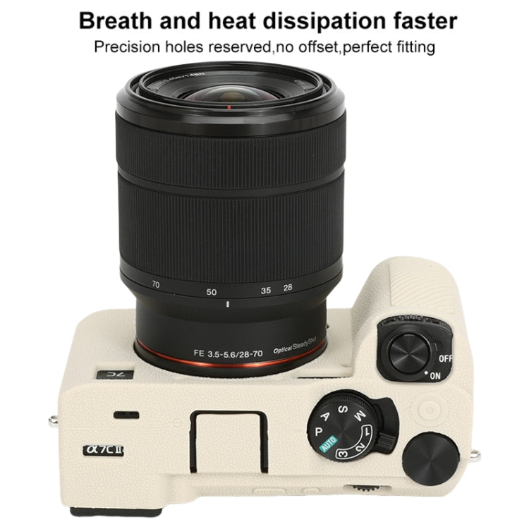 For Sony ILCE-7CM2 / A7C II / A7CR Litchi Texture Soft Silicone Protective Case(White) - Protective Case by PMC TechLife | Online Shopping South Africa | PMC TechLife | Buy Now Pay Later Mobicred