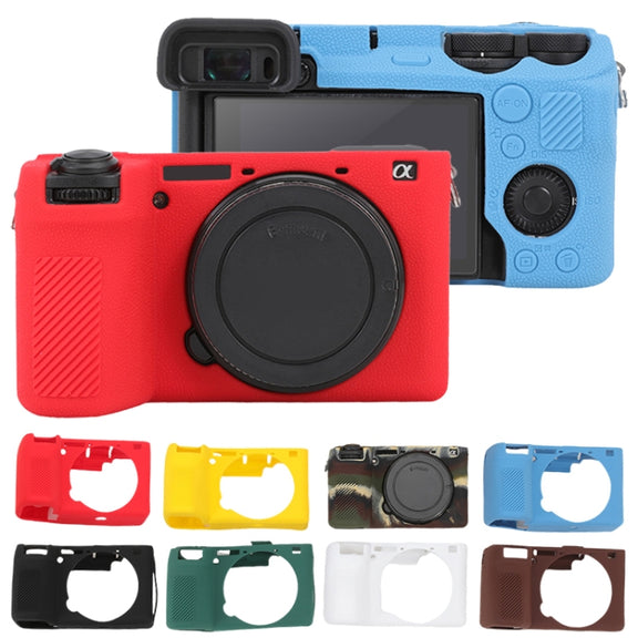 For Sony ILCE-6700 / A6700 Litchi Texture Soft Silicone Protective Case(Blue)