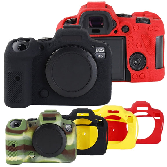 For Canon EOS R6 Mark II Litchi Texture Soft Silicone Protective Case(Red)