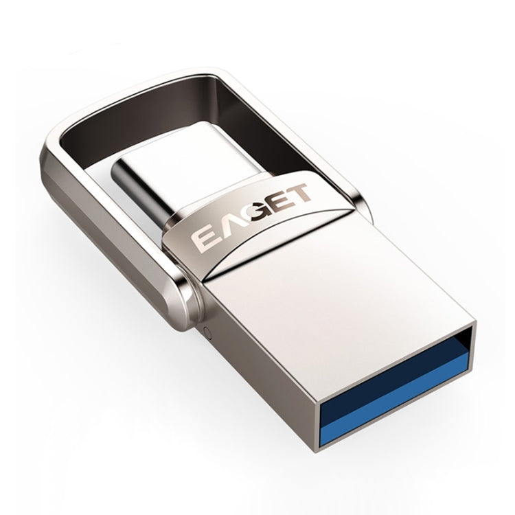 EAGET 64G USB 3.1 + USB-C Interface Metal Twister Flash U Disk, with Micro USB Adapter & Lanyard