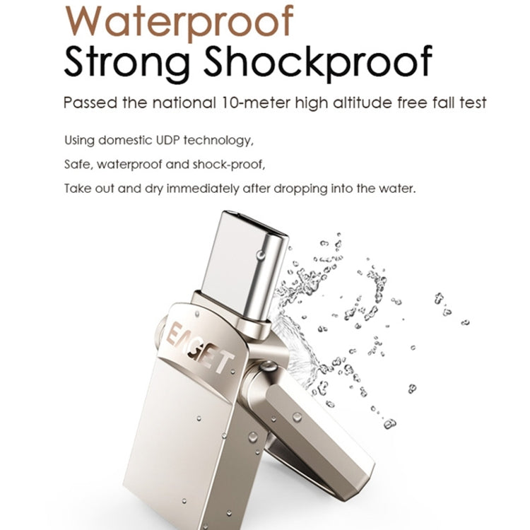 EAGET 32G USB 3.1 + USB-C Interface Metal Twister Flash U Disk, with Micro USB Adapter & Lanyard