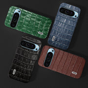 For Google Pixel 9 ABEEL Crocodile Texture Genuine Leather Phone Case(Brown)