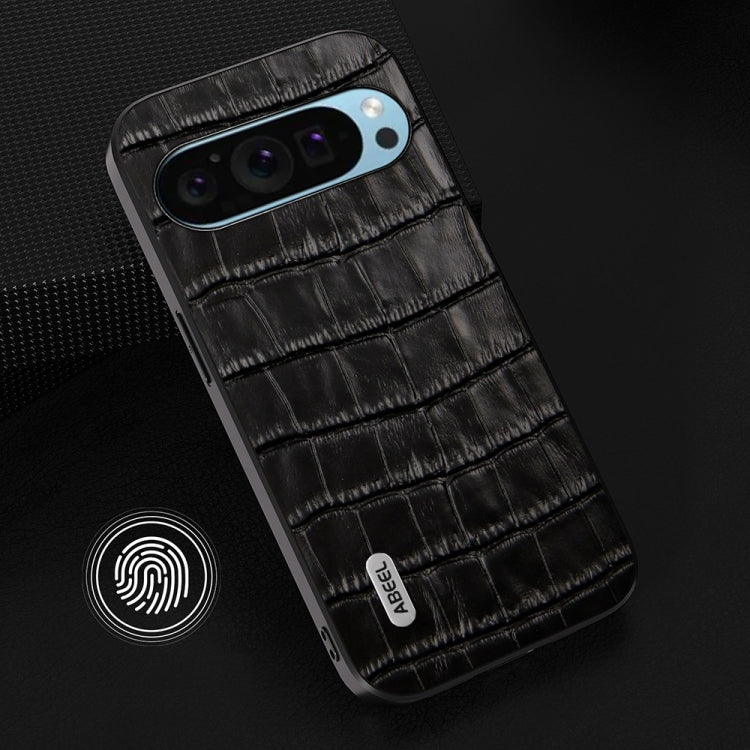 For Google Pixel 9 ABEEL Crocodile Texture Genuine Leather Phone Case(Black) - Google Cases by PMC TechLife | Online Shopping South Africa | PMC TechLife | Buy Now Pay Later Mobicred