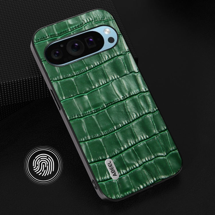For Google Pixel 9 Pro ABEEL Crocodile Texture Genuine Leather Phone Case(Green) - Google Cases by PMC TechLife | Online Shopping South Africa | PMC TechLife | Buy Now Pay Later Mobicred