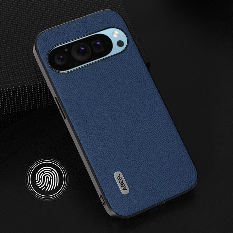For Google Pixel 9 ABEEL Genuine Leather + PC Litchi Texture Phone Case(Blue)