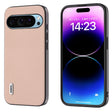 For Google Pixel 9 Pro ABEEL Genuine Leather + PC Litchi Texture Phone Case(Pink Gold) - Google Cases by PMC TechLife | Online Shopping South Africa | PMC TechLife | Buy Now Pay Later Mobicred