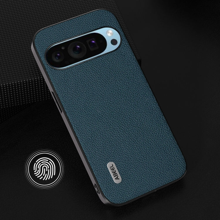 For Google Pixel 9 Pro ABEEL Genuine Leather + PC Litchi Texture Phone Case(Green) - Google Cases by PMC TechLife | Online Shopping South Africa | PMC TechLife | Buy Now Pay Later Mobicred