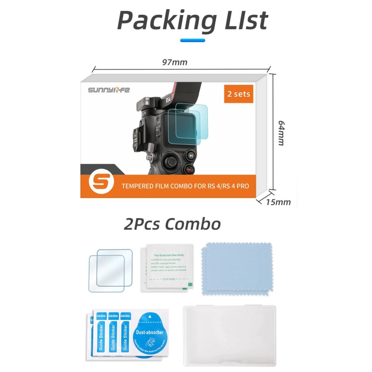 For DJI RS 4/RS 4 Pro/RS 3/RS 3 Pro Sunnylife  2pcs Screen Explosion proof Tempered Glass Film -  by Sunnylife | Online Shopping South Africa | PMC TechLife | Buy Now Pay Later Mobicred