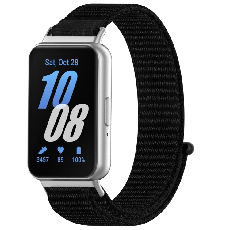 For Samsung Galaxy Fit 3 Nylon Loop Hook and Loop Fastener Watch Band(Black) - Watch Bands by PMC TechLife | Online Shopping South Africa | PMC TechLife