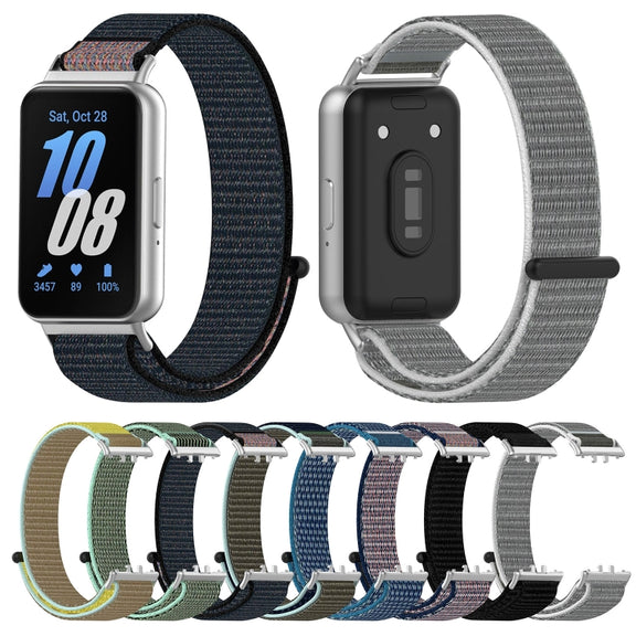 For Samsung Galaxy Fit 3 Nylon Loop Hook and Loop Fastener Watch Band(Blue Sea)