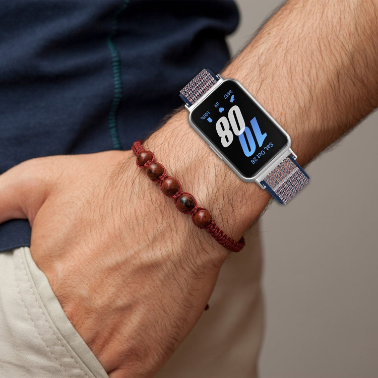 For Samsung Galaxy Fit 3 Nylon Loop Hook and Loop Fastener Watch Band(Grey Blue) - Watch Bands by PMC TechLife | Online Shopping South Africa | PMC TechLife