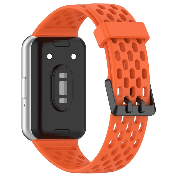 For Samsung Galaxy Fit 3 Hole Style Dual Buckle Silicone Watch Band(Orange) - Watch Bands by PMC TechLife | Online Shopping South Africa | PMC TechLife