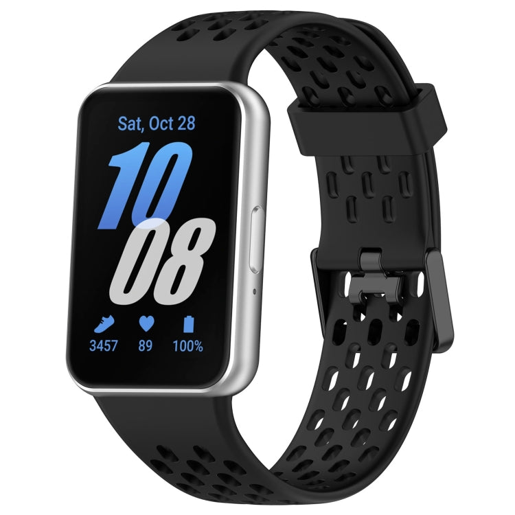 For Samsung Galaxy Fit 3 Hole Style Dual Buckle Silicone Watch Band(Black) - Watch Bands by PMC TechLife | Online Shopping South Africa | PMC TechLife