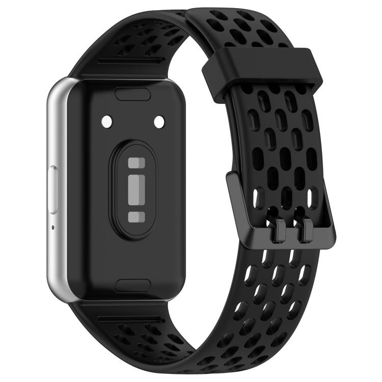 For Samsung Galaxy Fit 3 Hole Style Dual Buckle Silicone Watch Band(Black) - Watch Bands by PMC TechLife | Online Shopping South Africa | PMC TechLife