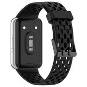 For Samsung Galaxy Fit 3 Hole Style Dual Buckle Silicone Watch Band(Black)
