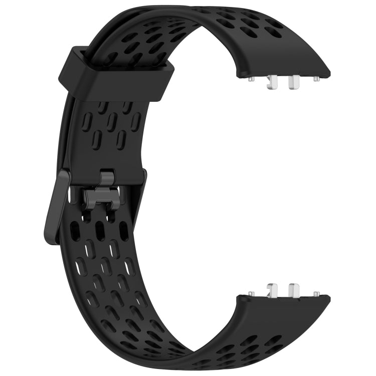 For Samsung Galaxy Fit 3 Hole Style Dual Buckle Silicone Watch Band(Black) - Watch Bands by PMC TechLife | Online Shopping South Africa | PMC TechLife