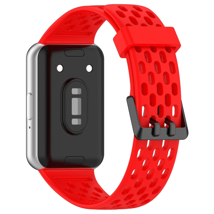 For Samsung Galaxy Fit 3 Hole Style Dual Buckle Silicone Watch Band(Red) - Watch Bands by PMC TechLife | Online Shopping South Africa | PMC TechLife