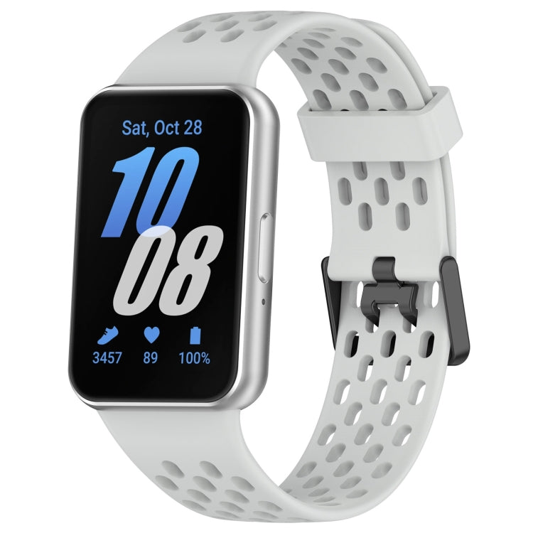 For Samsung Galaxy Fit 3 Hole Style Dual Buckle Silicone Watch Band(Light Grey) - Watch Bands by PMC TechLife | Online Shopping South Africa | PMC TechLife