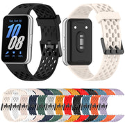 For Samsung Galaxy Fit 3 Hole Style Dual Buckle Silicone Watch Band(Black)