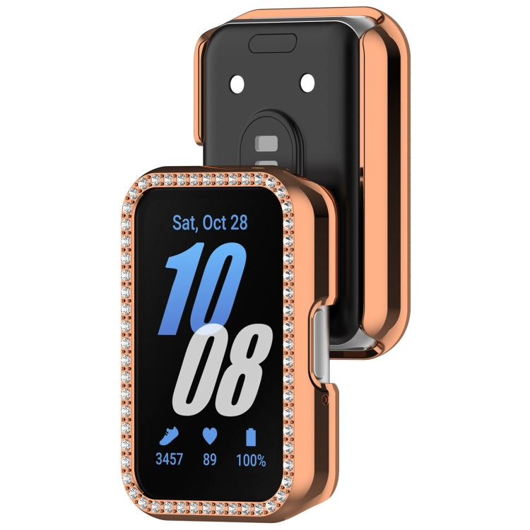 For Samsung Galaxy Fit 3 Diamond Half Pack Hollow PC Watch Protective Case(Rose Gold) - free shipping - PMC TechLife - Order now!