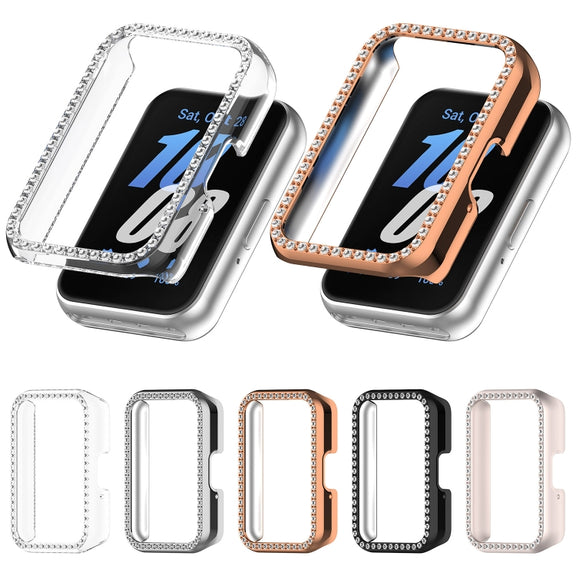 For Samsung Galaxy Fit 3 Diamond Half Pack Hollow PC Watch Protective Case(Silver)