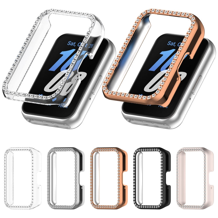 For Samsung Galaxy Fit 3 Diamond Half Pack Hollow PC Watch Protective Case(Silver)