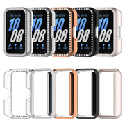 For Samsung Galaxy Fit 3 Diamond Half Pack Hollow PC Watch Protective Case(Silver)