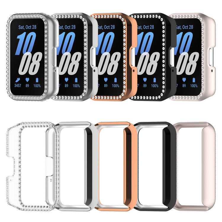 For Samsung Galaxy Fit 3 Diamond Half Pack Hollow PC Watch Protective Case(Silver)