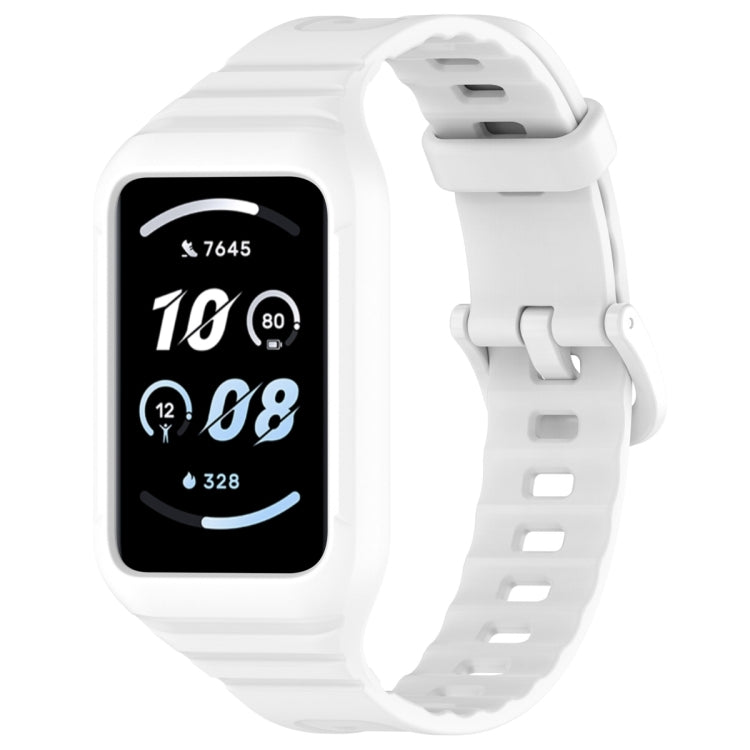 For Honor Band 9 Armor Integrated Silicone Watch Band(White) - Watch Bands by PMC TechLife | Online Shopping South Africa | PMC TechLife