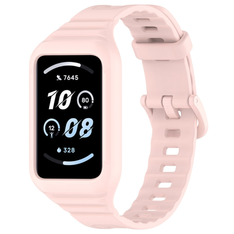 For Honor Band 9 Armor Integrated Silicone Watch Band(Light Pink) - Watch Bands by PMC TechLife | Online Shopping South Africa | PMC TechLife