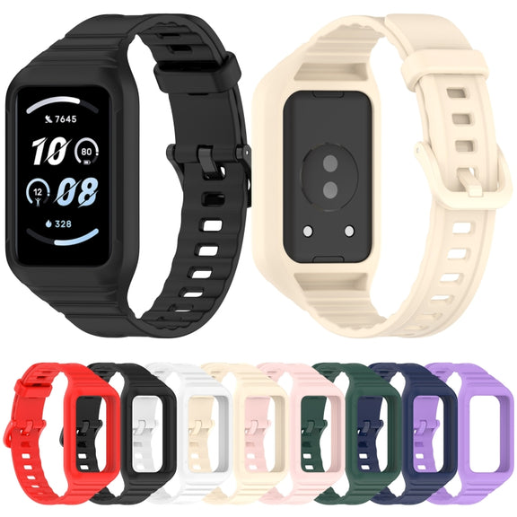 For Honor Band 9 Armor Integrated Silicone Watch Band(Midnight Blue)