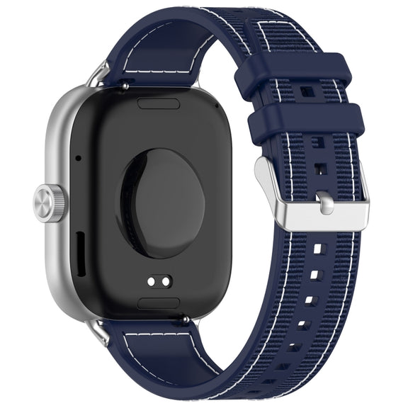 For Xiaomi Mi Band 8 Pro / Redmi Watch 4 Ordinary Buckle Hybrid Nylon Braid Silicone Watch Band(Midnight Blue)