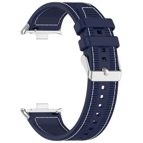 For Xiaomi Mi Band 8 Pro / Redmi Watch 4 Ordinary Buckle Hybrid Nylon Braid Silicone Watch Band(Midnight Blue)