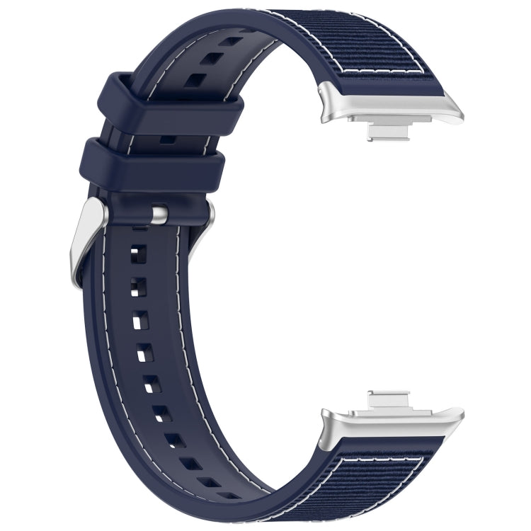 For Xiaomi Mi Band 8 Pro / Redmi Watch 4 Ordinary Buckle Hybrid Nylon Braid Silicone Watch Band(Midnight Blue)