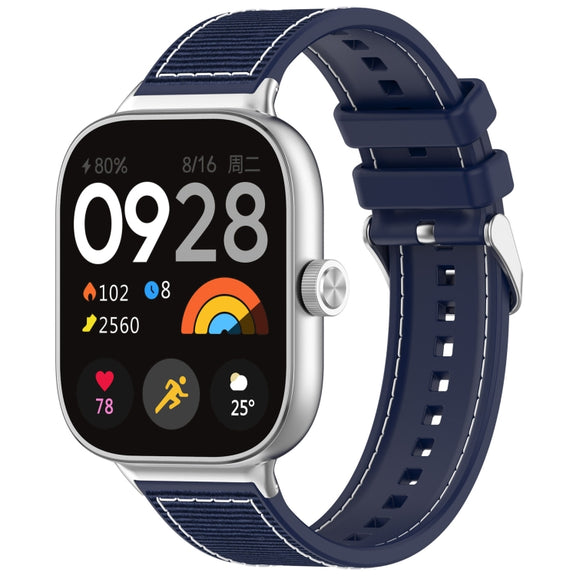 For Xiaomi Mi Band 8 Pro / Redmi Watch 4 Ordinary Buckle Hybrid Nylon Braid Silicone Watch Band(Midnight Blue)